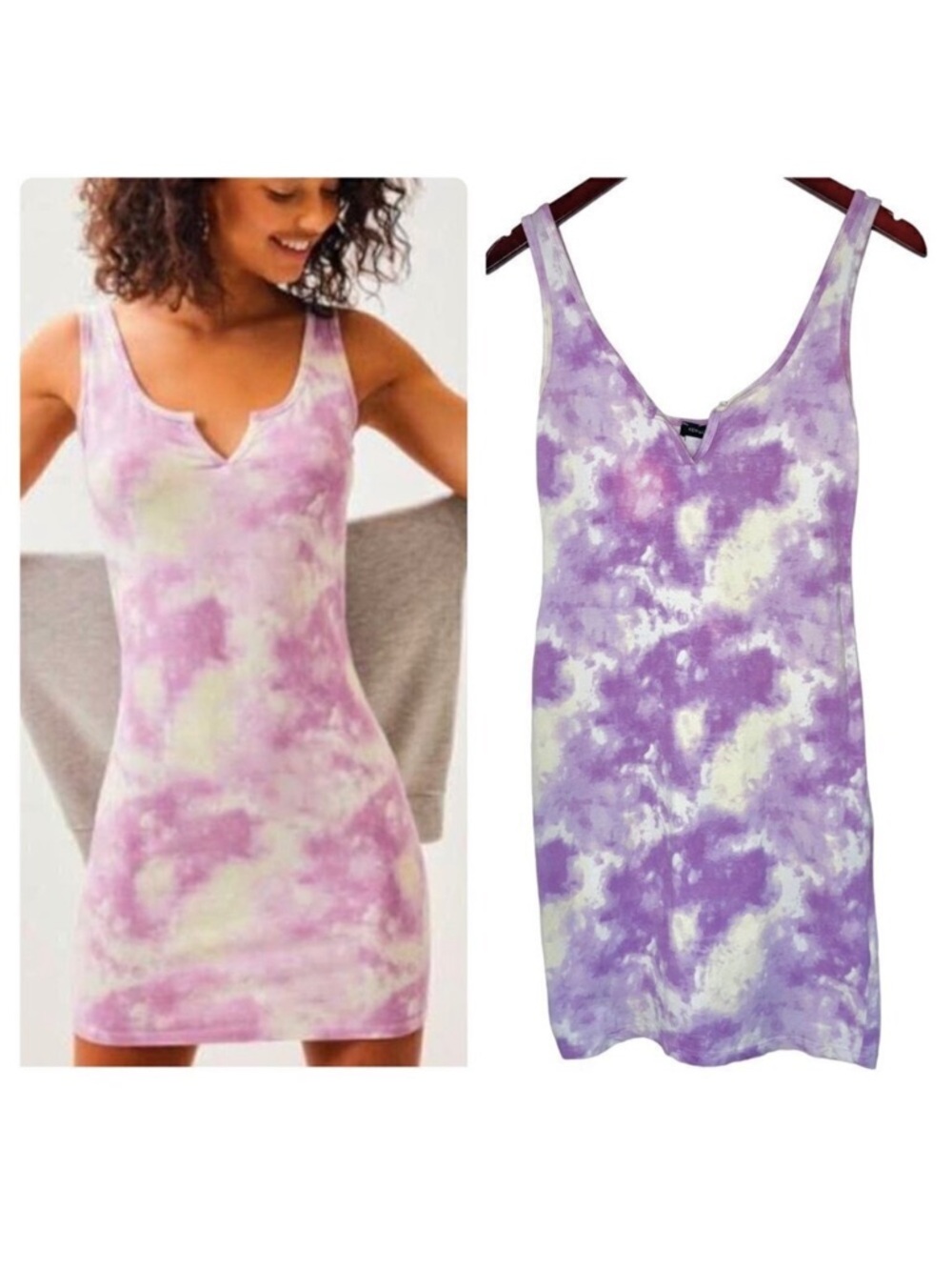 Kendall & Kylie tie-dye bodycon mini dress purple white pacsun sleeveless small